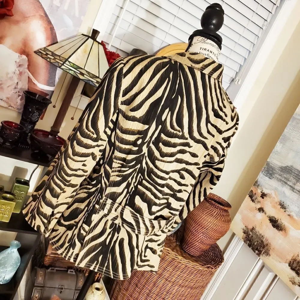 Vintage Josephine Chaus Zebra Print Blazer Sz 12